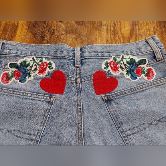 Lucky Brand Denim Frayed Hem Shorts Embroidered High Waisted - Picture 8 of 10